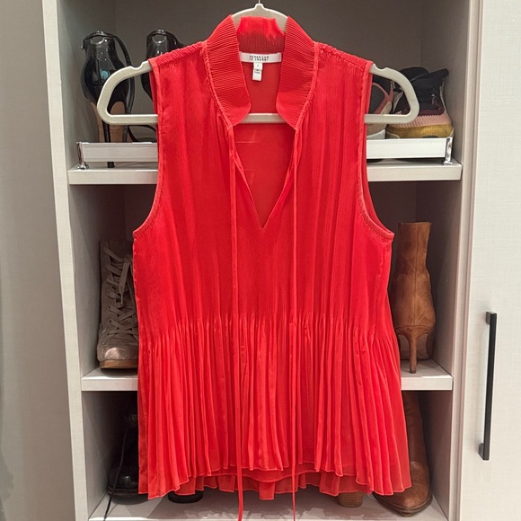 10 Crosby Derek Lam Tops - 10 Crosby Derek Lam Vibrant Coral Pleated Blouse